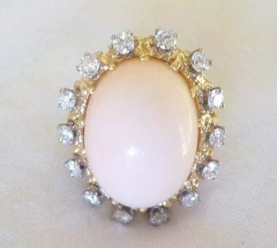 Anillo pesado de oro amarillo de 18 k con halo de diamantes de 0,90 quilates con piel de ángel - 15,0 gms, talla 6 Foto 1 de 4