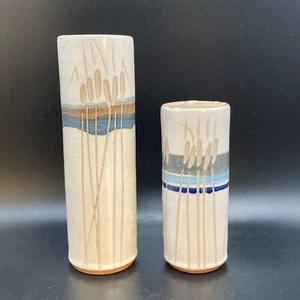 Art Pottery Vases / Makeup brush Holders Signed Gala 1989 Set Of 2 READ - Picture 1 of 10