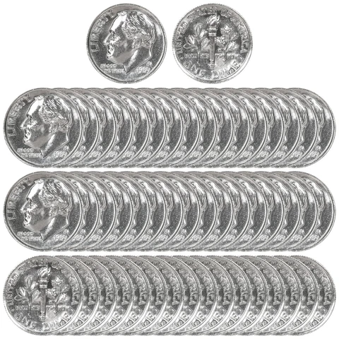 1989 P Roosevelt Dime BU Roll 50 US Mint Coin Lot Cover
