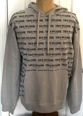 True Religion Loungewear Men’s All Over Print Hoodie Large Gray Black NEW NWT - Image 1 of 4