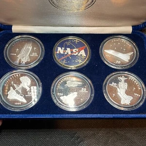 1996 Marshall Islands NASA 5 COIN SET SILVER .999 Silver Medallion & Logo #806 - Picture 1 of 14