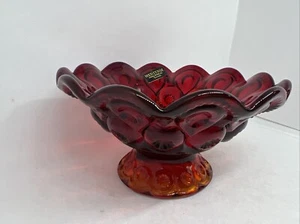 Vintage Heritage Glass Bowl Dish Smith Label Amberina Red  3 3/4" Tall " 7 1/2"W - Picture 1 of 5