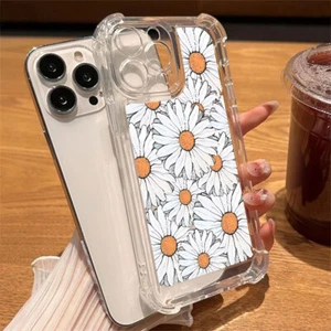 Coque antichoc Floral TPU Clear pour iPhone 16E 16 Pro Max 15 14 13 12 11 Cover - Picture 1 of 18