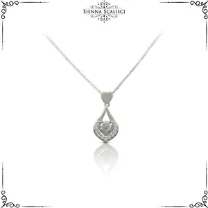 925 Sterling Silver Heart Water Drop Pendant Chain Necklace + Free Gift Bag UK - Picture 1 of 3