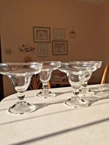 VINTAGE, 4 MARGARITA / DESSERT GLASSES W/ PRESSED GLASS PEDESTAL STEMS - Picture 1 of 4