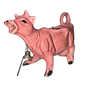 Vintage Lugene’s Creamer Cow Japan Original Bell Pink Farmhouse Decor EUC - Picture 1 of 8