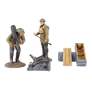Equipo de mortero W. Britain 1917-18 de Estados Unidos con Crapouillot francés o "Pequeño sapo" - 5 piezas - Imagen 1 de 1