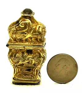 Denmark Gilt Solid Silver Jewel Topped Hovedvandseg Vinaigrette Marked LNM 1747 - Picture 1 of 11