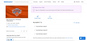 NBA Tickets - NY Knicks vs Minnesota Timberwolves - 01/01/2024 - Picture 1 of 2