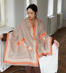Imitate Cashmere Long Scarf Women Fashion Horse Shawl Winter Big Stole 185*65cm - Picture 1 of 22