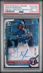2022 Bowman Chrome Yeison Morrobel Speckle 1st Bowman Refractor Autograph /299 - Bild 1 von 2