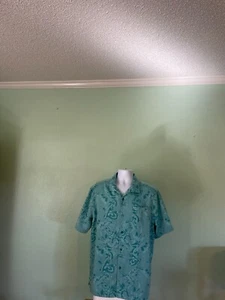 Cuba Vera Large Men's Blue Front Pocket Polyester Short Sleeve Shirt - Picture 1 of 4