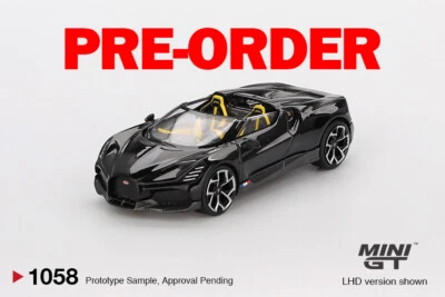 (Pre-order) Mini GT #1058 Bugatti W16 Mistral Black Diecast Model Car - Image 1 of 4