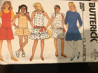 Butterick 3310 Girls flared dress, culottes dress 12 14 Uncut sleeve variation - Image 1 of 2
