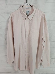 LL BEAN KNITTERARMES LANGÄRMLIGES HERRENHEMD 18 X 36 ROSA PFIRSICH WEISS GESTREIFT - Bild 1 von 13