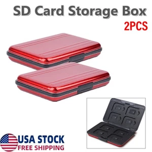 Estuche rojo resistente al agua para tarjetas de memoria de almacenamiento compatible con 8 SD+8 Micro SD TF A832 2x - Imagen 1 de 13