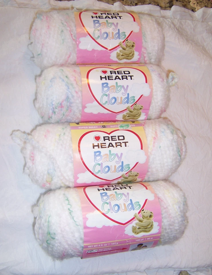 批量 4 件 红色 心形 婴儿云纱 - 白色漩涡 - 相同染料 L ot — 第 1/1 张图片