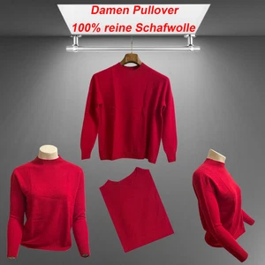 Damenpullover 100% Schafwolle-Merino kleiner Stehkragen Weinrot Gr. 40-42 Neu - Bild 1 von 6