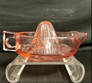 SUNKIST PINK REAMER Spremiagrumi McKee Glass Co. anni '30 N-330A Depressione da collezione - Foto 1 di 2