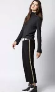 New $328 Zadig & Voltaire Posh Military Pants Adult 42 Black Wool Women 12-14 K1 - Picture 1 of 18