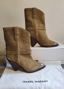 Isabel Marant 'Lamsy' Calf Velvet Leather Boots Size 35 New RRP £835 - Picture 1 of 15