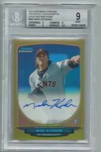 2013 BOWMAN CHROME RC PROSPECTS AUTO GOLD REFRACTOR MIKE KICKHAM /50 BGS 9 - Picture 1 of 1