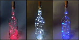 LED String Lights With Pretend Corks - Make Light Up Glass Bottles (Set of 3) - Picture 1 of 6