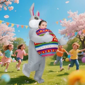 7ft Rabbit Jumpsuit Inflatable Costume Adults Funny Easter Bunny Cosplay Party - Picture 1 of 6