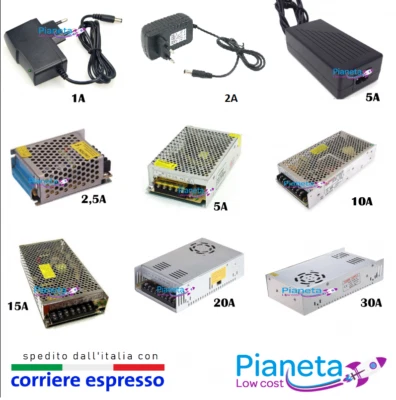 Alimentatore trasformatore stabilizzato trimmer per striscia led switch 12V - Immagine 1 di 4