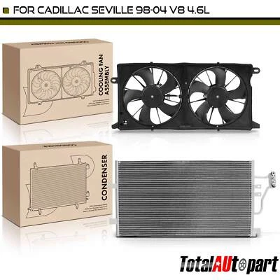 全新交流冷凝器和双冷却风扇组件套件 适用于凯迪拉克塞维利亚 1998 - 2004 — 第 1/4 张图片