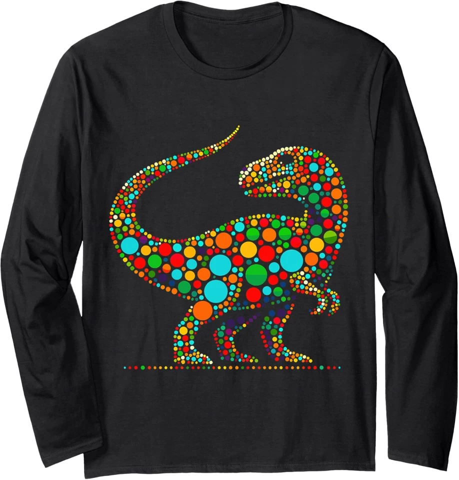 Camiseta Manga Larga Regalo Dinosaurio Lunares Colorido Happy Dot Day Foto 1 de 1