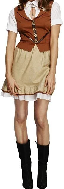 Disfraz de Sheriff Fiebre, con Chaleco, Marrón, Camisa Simulada, Falda NUEVO Foto 1 de 1