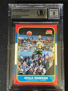 Gerald Henderson Supersonics 1986 Fleer #45 Signed Autograph Auto 9 Beckett BAS - Picture 1 of 2