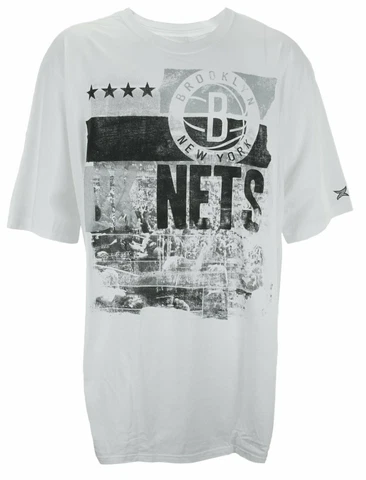 Zipway NBA Basketball Men's Big & Tall Brooklyn Nets NBA Caution T-Shirt, White Cover