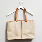 Tod's Neutral Canvas Tote Bag With Leather Trim