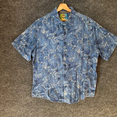 Camisa Margaritaville Geo Abotonada Manga Corta Resort Wear Azul XL Jimmy Buffet Foto 1 de 4