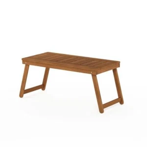 Furinno Outdoor Coffee Table 16.9"Hx41"Wx17.8"D Rectangle Light Brown Solid Wood - Picture 1 of 8