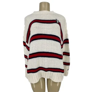 Victoria Secret PINK Large Collegiate Boyfriend Sweater Knit Campus Pullover A13 - Picture 1 of 8