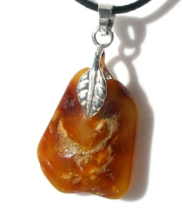Genuine Baltic Amber Pendant / Necklace - caramel color - Picture 1 of 7