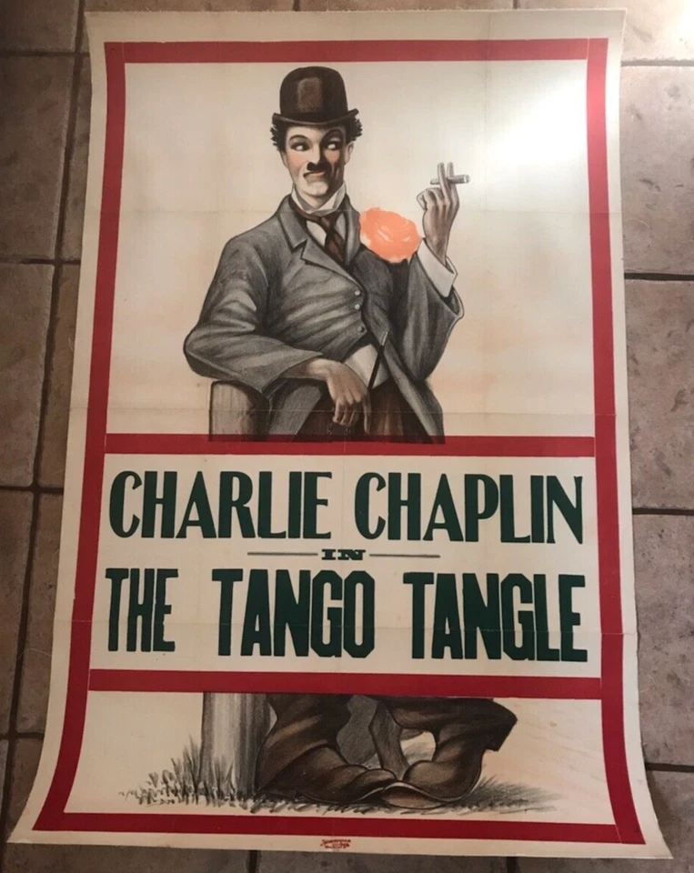 CHARLIE CHAPLIN Poster mit Leinenrücken Tango Tangle 1910er - Bild 1 von 1