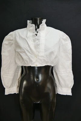Gr.46 Dirndlbluse weiß Bluse für Dirndl Baumwolle Spitze Rüschen B11700 - Bild 1 von 4