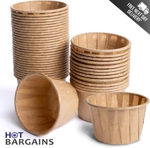 Brown Waxed Paper Soufflé Cups 1oz/2oz/4oz Ramekin Sauce Pots, Portion Cups - Picture 1 of 7