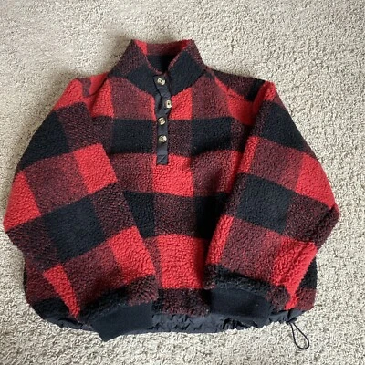 Plaid Women’s American Eagle Fleece Sz M - Imagem 1 de 4