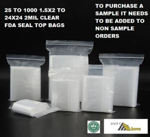 Plastic Zipper Clear Zip Seal Lock Top Reclosable Poly Bags 2 Mil - Picture 1 of 1