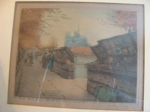 Vintage ARt--FRENCH ART STALLS, Signed Victor VALERY, Notre Dame - Picture 1 of 10