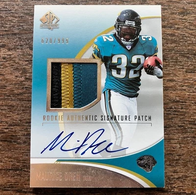 MAURICE JONES DREW 2006 SP AUTHENTIC 3 COLOR PATCH ON CARD AUTO ROOKIE SN /999 - Image 1 of 3