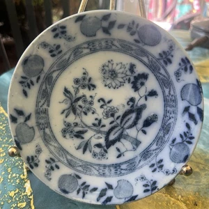 ANTIQUE STAFFORDSHIRE ENGLAND FLOW BLUE ONION PATTERN 6” PLATE c.1911 - Picture 1 of 8