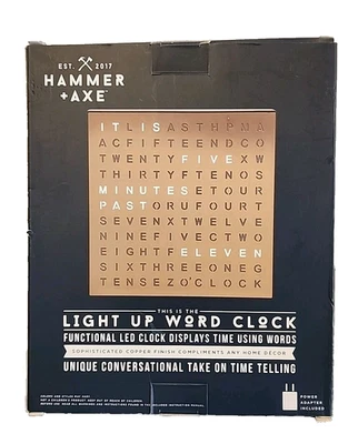 Martillo + Hacha Novedad Iluminar Reloj de Palabra Metal Reloj de Pared con Cable de Alimentación Cobre Foto 1 de 4