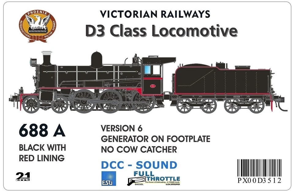 SDS Models VR D3 Steam Locomotive #688 (A) - DCC/Sound - image 1 of 1