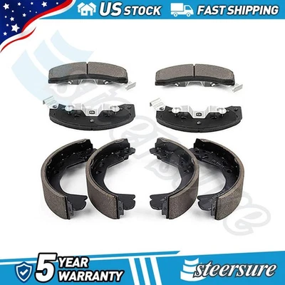 Front Rear Disc Brake Pad Set Drum Brake Shoe for 1986-1990 Buick LeSabre - Image 1 of 4